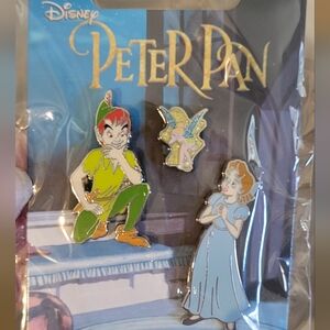 Disney 2021 PETER PAN WENDY TINKERBELL 3 Pc Trading Pin Set Enameled Cloisonne